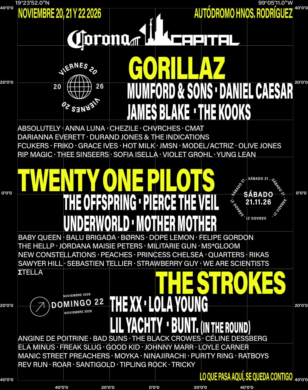 Corona Capital — Autódromo Hermanos Rodríguez, Mexico City, Mexico — official flyer