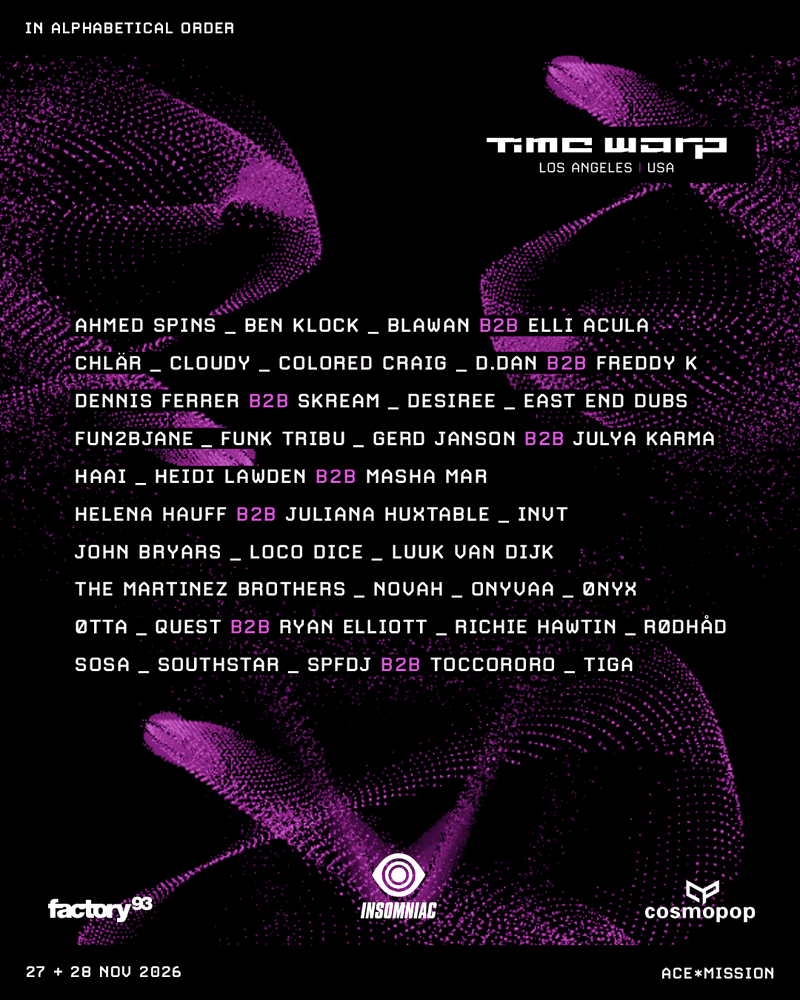 Time Warp LA — Ace*Mission Studios, Los Angeles, California, USA — official flyer