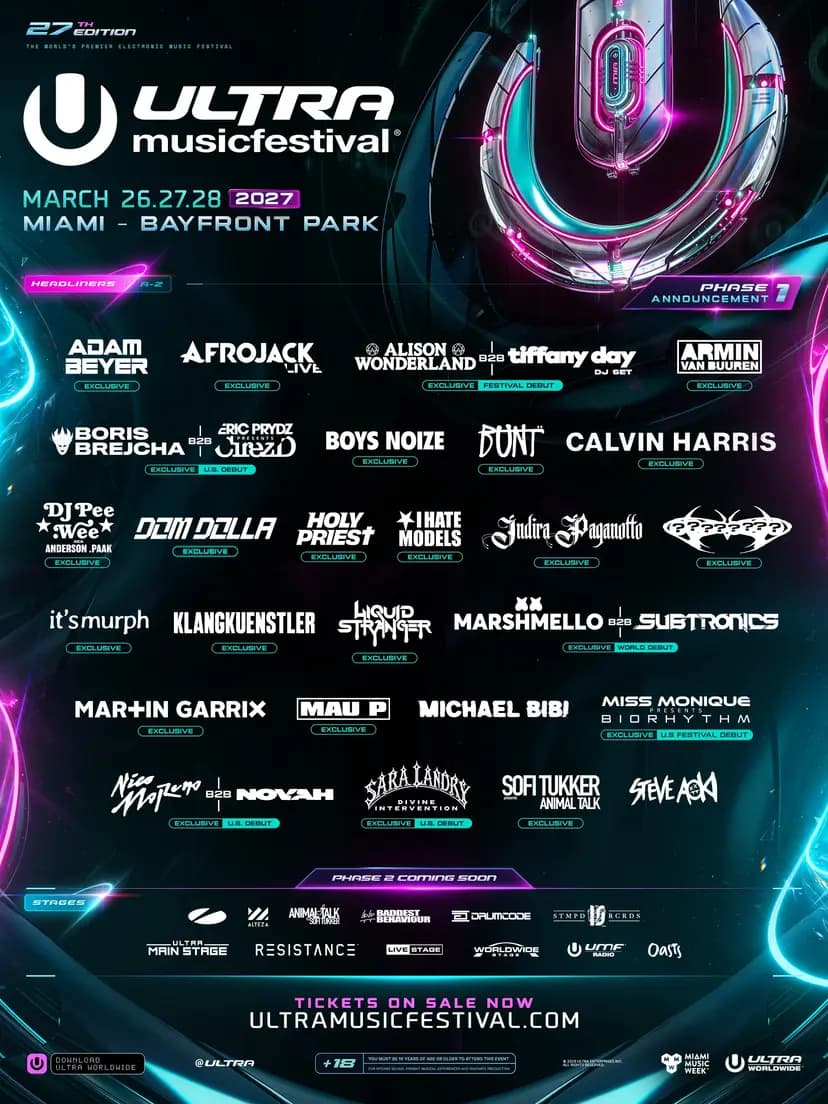 Ultra Music Festival — Bayfront Park, Miami, Florida, USA — official flyer
